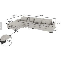 Italian L Shape Corner Modular Sectional Modern Sofa Set Living Room Furniture Chaise Couch