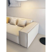 Leather Sofa Combination Sofa Living Room Furniture (Beige, Four-Seater) (248Cm)