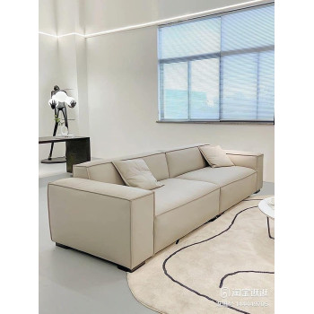 Leather Sofa Combination Sofa Living Room Furniture (Beige, Four-Seater) (248Cm)