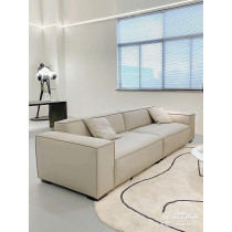 Leather Sofa Combination Sofa Living Room Furniture (Beige, Four-Seater) (248Cm)