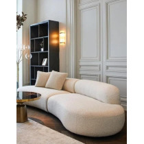 Fabric Sofa Round Living Room White Sofa Set Curved 6 Seat Big Couch