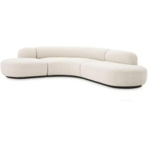 Fabric Sofa Round Living Room White Sofa Set Curved 6 Seat Big Couch