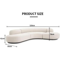 Fabric Sofa Round Living Room White Sofa Set Curved 6 Seat Big Couch