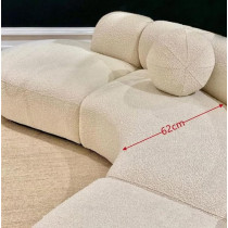 Fabric Sofa Round Living Room White Sofa Set Curved 6 Seat Big Couch
