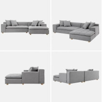 Living Room Sectional Couch Sofa Set For Property Developers And Interior Decorators (Grey)