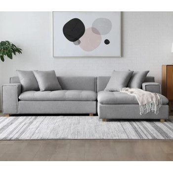 Living Room Sectional Couch Sofa Set For Property Developers And Interior Decorators (Grey)