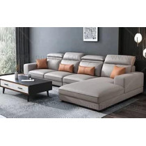 Furniture Factory Living Room Sofas Bed Set Fabric Couch Lounge U Shape Sectional Sofa 5 Seater Sofa (Dark Grey)