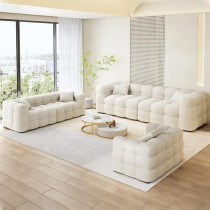 Luxury Look European Style Living Room Sofa Set Furniture Design Modern Fabric 3+2+1 Seater Sofa White Lamb