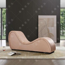 Modern Style Love Sofa Chair Furniture Adult Hotel Stretch Chaise Curved Yoga Lounge Love Sofa Chair (Beige)
