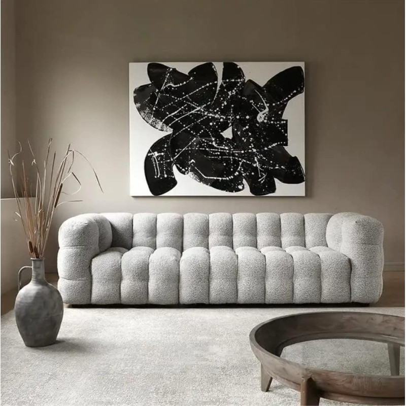 Modern Linen Velvet Fabric Upholstery Living Room Sofa Set Comfortable Tufted Modular Furniture Sofa 3+2+1 Seater (Grey