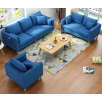 Modern Upholstered Fabric Sofa Modern Lounge 3+2+1 Seater Sofa Set (Blue)