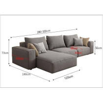 Fabric Sofa Combination Sofa Living Room Furniture (Three-Seater) (Dark Grey)