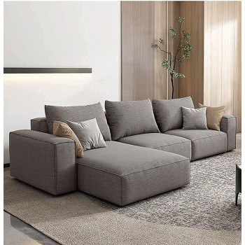 Fabric Sofa Combination Sofa Living Room Furniture (Three-Seater) (Dark Grey)