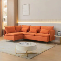 Orange Fabric Furniture Sofa Set New L-Shaped Living Room Sofas For Loft