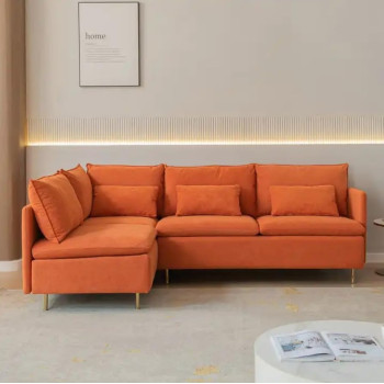 Orange Fabric Furniture Sofa Set New L-Shaped Living Room Sofas For Loft
