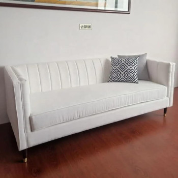 New Models Living Room Sofa Set Furniture Upholstered Sofa 3 Seater (White)