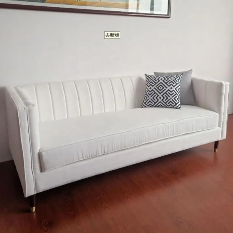 New Models Living Room Sofa Set Furniture Upholstered Sofa 3 Seater (White)