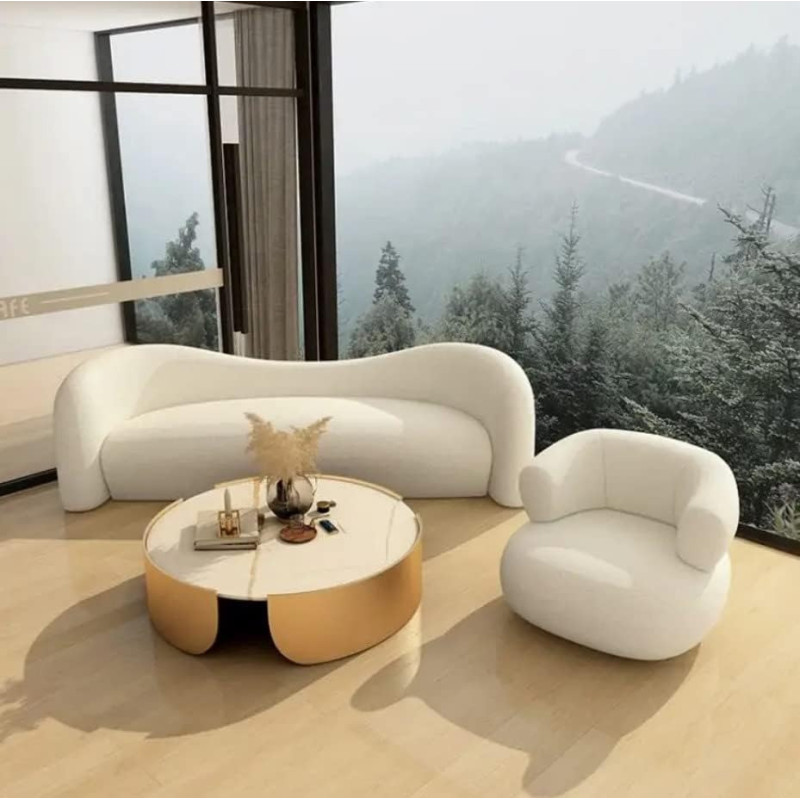 Nordic Polyester Cashmere Velvet Sofa Bed Fabric Living Room Sofa 3+2+1 Full Set