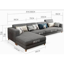 Modern Simple Design Nordic Type Corner Sofa With Solid Wood Frame L Shape Sofa Set For Living Room Furniture (Brown+Yellow)