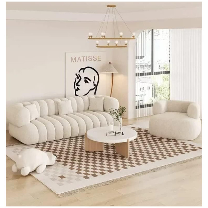 Living Room Custom Velvet Furniture Sectional Boucle Sofa Couch Recliner Modern Lounge Suite Modular Set Sofa 3+1 Seater