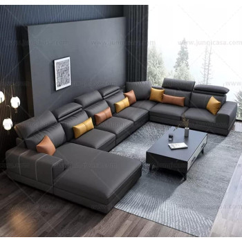 Modern Couch U Shaped Faux Leather Living Room Furniture Chaise Lounge Sectional 7 Seater Sofa