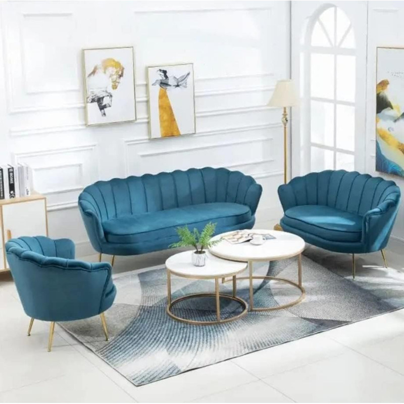 Modern Color Velvet Beauty Salon Clothing Store Living Room Sofa Set 3+2+1 (Turqouise)