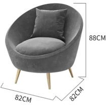 Business Luxury Velvet Loveseat Sofas Hotel Arc Shape Upholstered Modern Couch (Grey)