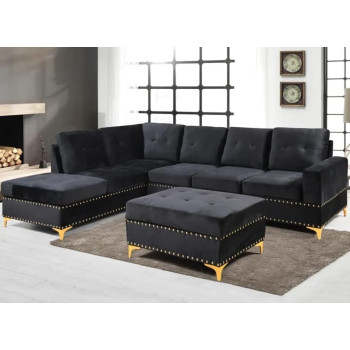 European Simple Design L-Type Velvet Sectional Sofa Set Chair With Storage Living Room Sofa Set Soft And Comfortable
