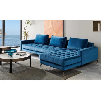 L Shaped Sofa Couch Living Room Furniture Sectional Blue Fabric Living Room Couches Sofa Set