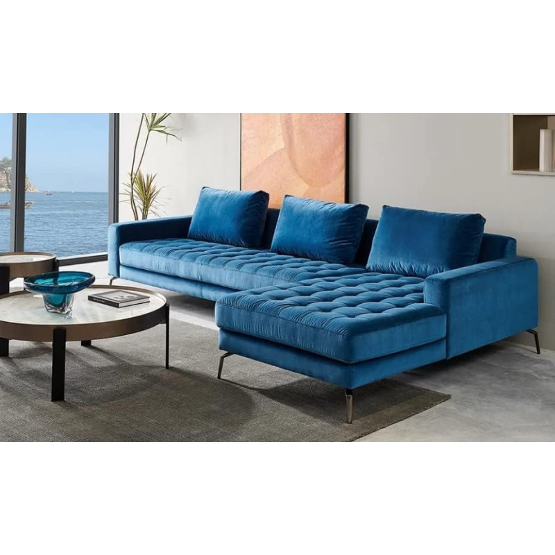 L Shaped Sofa Couch Living Room Furniture Sectional Blue Fabric Living Room Couches Sofa Set