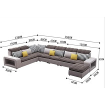 Durable Style U-Shape Furniture Living Room Sectional Modern Sofa Seater Set Of Chairs (Purple+Beige)
