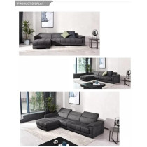 Home Couch Sofa Set Furniture Super Loading Ability Dark Grey L-Shape Chaise Modern Living Room Sofas With 3 Adjustable Headrest