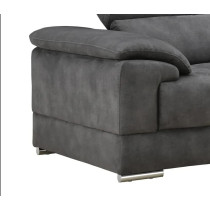 Home Couch Sofa Set Furniture Super Loading Ability Dark Grey L-Shape Chaise Modern Living Room Sofas With 3 Adjustable Headrest