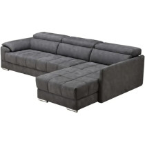 Home Couch Sofa Set Furniture Super Loading Ability Dark Grey L-Shape Chaise Modern Living Room Sofas With 3 Adjustable Headrest
