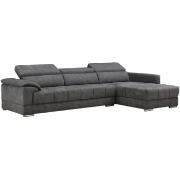 Home Couch Sofa Set Furniture Super Loading Ability Dark Grey L-Shape Chaise Modern Living Room Sofas With 3 Adjustable Headrest