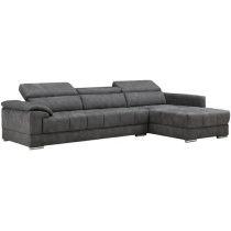 Home Couch Sofa Set Furniture Super Loading Ability Dark Grey L-Shape Chaise Modern Living Room Sofas With 3 Adjustable Headrest