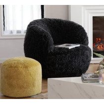 Living Room Classic Leisure Sofa Chair Fluffy Shaggy Mongolian Animal Fur Sheepskin Chair With Puff