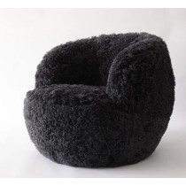 Living Room Classic Leisure Sofa Chair Fluffy Shaggy Mongolian Animal Fur Sheepskin Chair With Puff