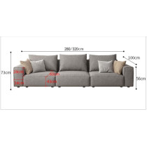 Fabric Sofa Combination Sofa Living Room Furniture (Brown, Four-Seater)