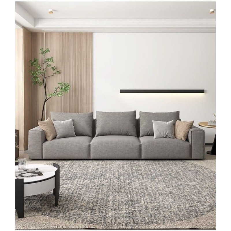Fabric Sofa Combination Sofa Living Room Furniture (Brown, Four-Seater)