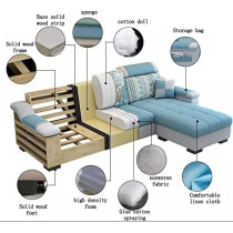 Modular Modern Corner Beds Sectional L Shape Sofa Set Furniture Living Room Sofas (Pink)