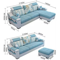 Modular Modern Corner Beds Sectional L Shape Sofa Set Furniture Living Room Sofas (Pink)