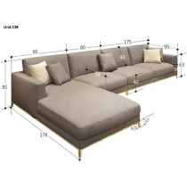 Luxury L Shape Sofa Set With Golden Stainless Steel Furniture For Living Room Sofas (Green)