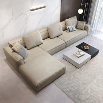 Jd Leather Sofa Combination Sofa Living Room Furniture (Beige, Three-Seat&Chaise Longue, 3600 * 1800 * 670)