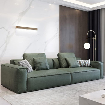 Jd Leather Sofa Combination Sofa Living Room Furniture (Green, Four-Seat, 2 Pillows, 2800 * 970 * 670)