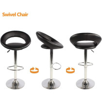 i@Home Bar Stools, Swivel Adjustable Pu Leather Seat Stools, With Chrome Plated Footrest And Base, For Kitchen Bar Bistro Pub Use, Set Of 2 (C-Black)