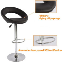 i@Home Bar Stools, Swivel Adjustable Pu Leather Seat Stools, With Chrome Plated Footrest And Base, For Kitchen Bar Bistro Pub Use, Set Of 2 (C-Black)