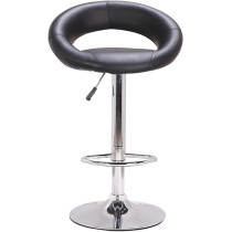 i@Home Bar Stools, Swivel Adjustable Pu Leather Seat Stools, With Chrome Plated Footrest And Base, For Kitchen Bar Bistro Pub Use, Set Of 2 (C-Black)