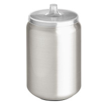 Idesign Austin Bathroom Storage, Lidded Canister For Personal Items, Stainless Steel Cotton Pad Holder, Clear/Matte Silver, 8.9 Cm In Diameter X 14.6 Cm