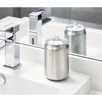 Idesign Austin Bathroom Storage, Lidded Canister For Personal Items, Stainless Steel Cotton Pad Holder, Clear/Matte Silver, 8.9 Cm In Diameter X 14.6 Cm